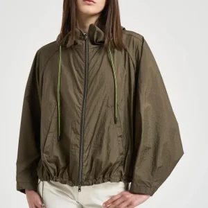 Giubbotto donna in tessuto tecnico verde oliva