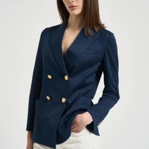 Giacca donna doppiopetto blu