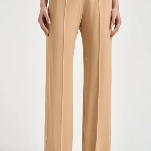 Pantalone donna a palazzo beige dorato