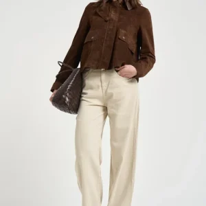 Giacca donna in suede marrone