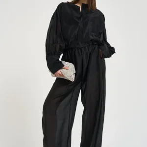 Camicia donna semi-trasparente nera