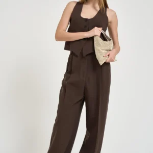 Gilet donna con bottoni marrone