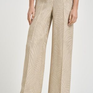Pantalone donna a palazzo dorato con ricami