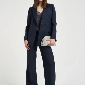 Giacca donna doppiopetto blu