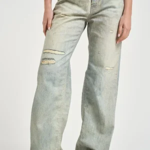 Jeans donna Bonnie in denim chiaro con rotture
