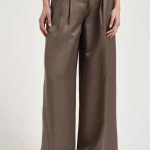 Pantalone donna a vita alta tortora