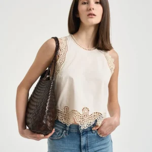 Top donna avorio con ricami