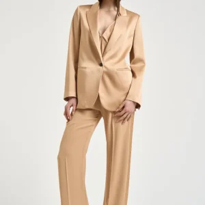 Blazer donna in raso crema dorato