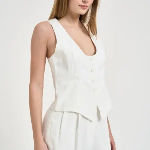 Gilet donna con bottoni bianco