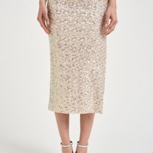 Gonna donna full paillettes cipria