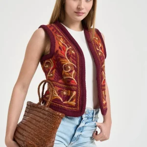 Gilet donna ricamato multicolor