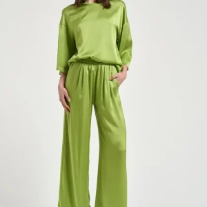 Blusa donna in seta verde brillante